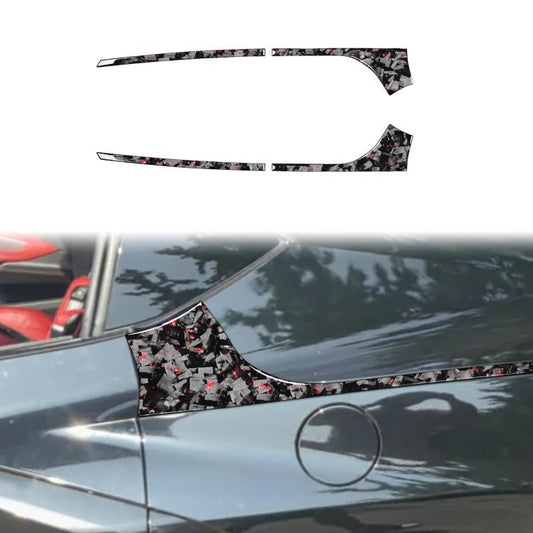 4pcs/Set Forged Gold Foil Carbon Fiber Car Rear Sides Decorative Sticker for Chevrolet Corvette C8 2020-, Left and Right Driver