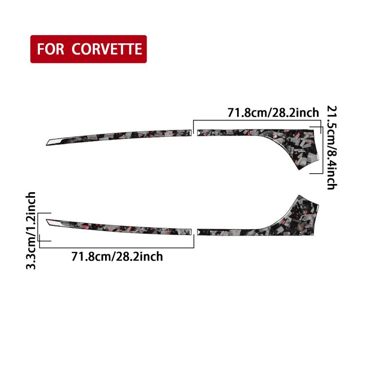 4pcs/Set Forged Gold Foil Carbon Fiber Car Rear Sides Decorative Sticker for Chevrolet Corvette C8 2020-, Left and Right Driver