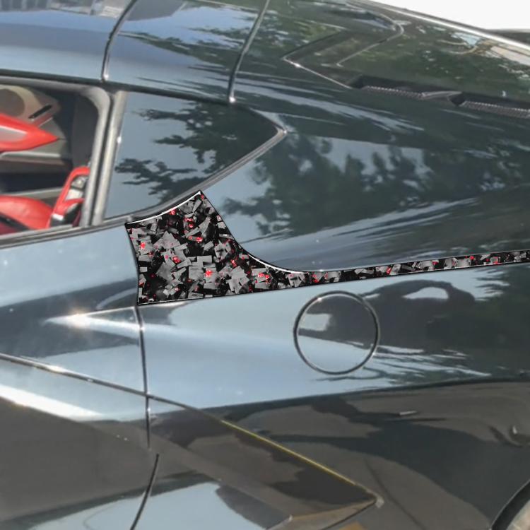 4pcs/Set Forged Gold Foil Carbon Fiber Car Rear Sides Decorative Sticker for Chevrolet Corvette C8 2020-, Left and Right Driver