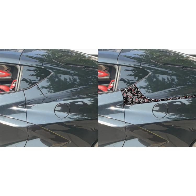 4pcs/Set Forged Gold Foil Carbon Fiber Car Rear Sides Decorative Sticker for Chevrolet Corvette C8 2020-, Left and Right Driver