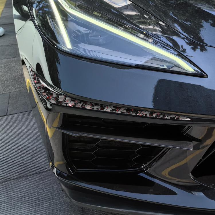 2pcs/Set Forged Gold Foil Carbon Fiber Car Bumper Corner Decorative Sticker for Chevrolet Corvette C8 2020-, Left and Right Driver