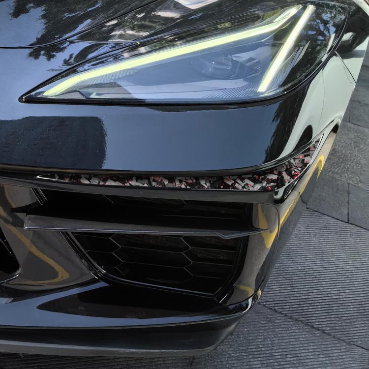 2pcs/Set Forged Gold Foil Carbon Fiber Car Bumper Corner Decorative Sticker for Chevrolet Corvette C8 2020-, Left and Right Driver