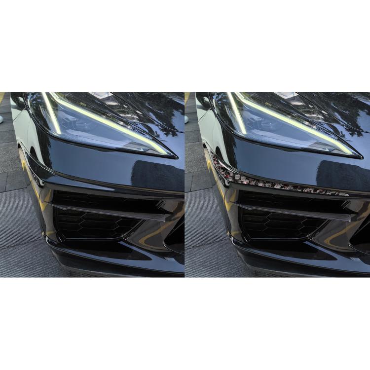 2pcs/Set Forged Gold Foil Carbon Fiber Car Bumper Corner Decorative Sticker for Chevrolet Corvette C8 2020-, Left and Right Driver