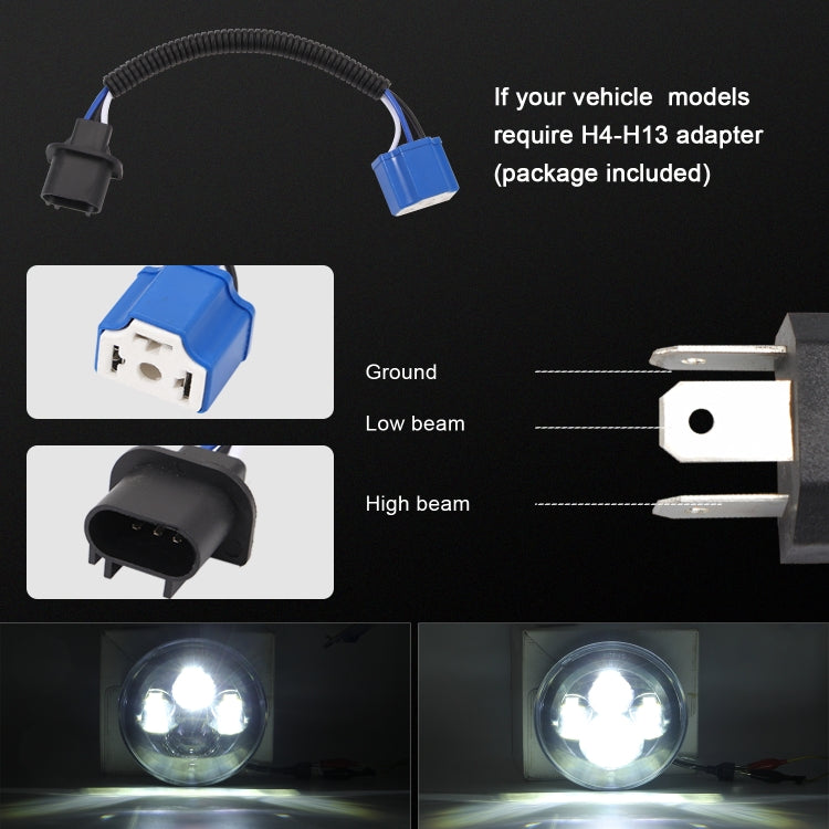 7 inch H4 / H13 DC 9V-30V 4000LM 6000K 40W 7 inch Car Round Shape LED Headlight Lamps for Jeep Wrangler