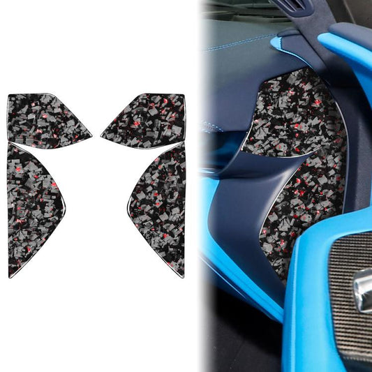 4pcs/Set Forged Gold Foil Carbon Fiber Car Front Slot Decorative Sticker for Chevrolet Corvette C8 2020-, Left and Right Driver