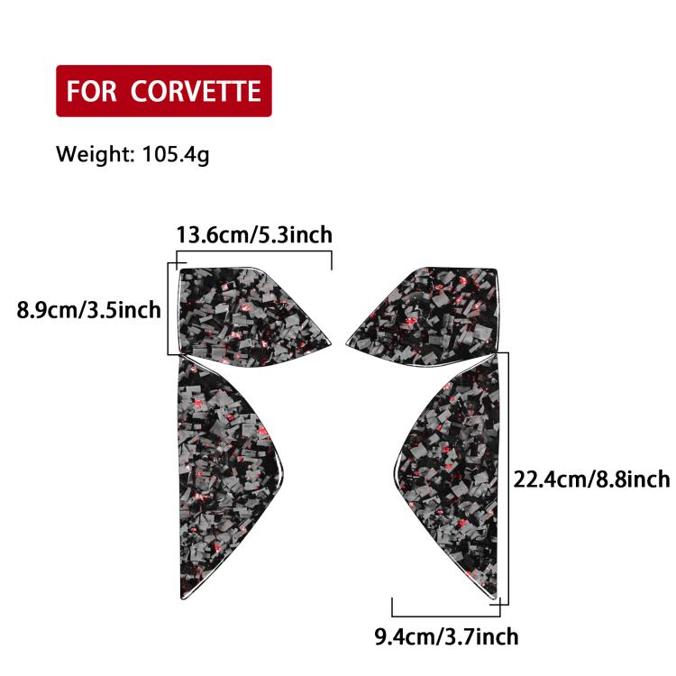 4pcs/Set Forged Gold Foil Carbon Fiber Car Front Slot Decorative Sticker for Chevrolet Corvette C8 2020-, Left and Right Driver