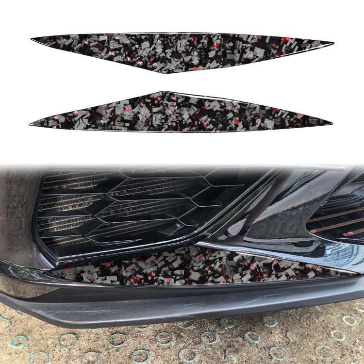 2pcs/Set Forged Gold Foil Carbon Fiber Car Front Bumper Sides Decorative Sticker for Chevrolet Corvette C8 2020-, Left and Right Driver