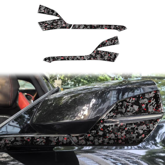 4pcs/Set Forged Gold Foil Carbon Fiber Car Rearview Mirror Decorative Sticker for Chevrolet Corvette C8 2020-, Left Driver