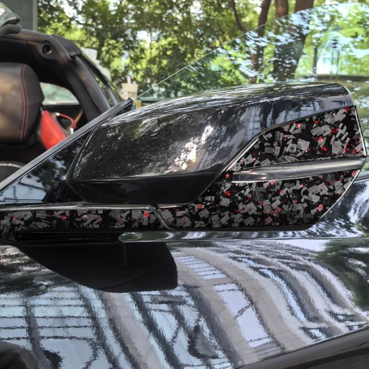 4pcs/Set Forged Gold Foil Carbon Fiber Car Rearview Mirror Decorative Sticker for Chevrolet Corvette C8 2020-, Left Driver