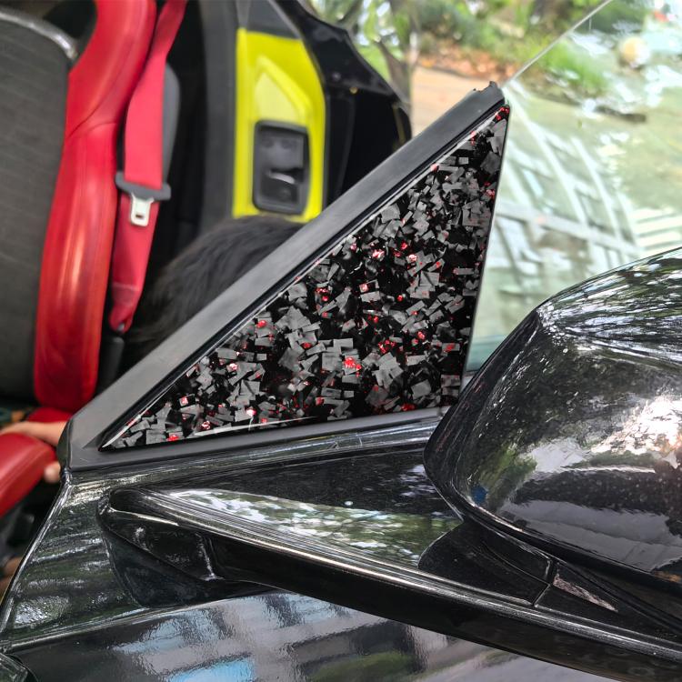 4pcs/Set Forged Gold Foil Carbon Fiber Car Outside A-pillar Decorative Sticker for Chevrolet Corvette C8 2020-, Left and Right Driver