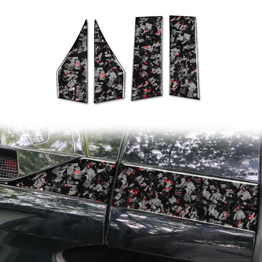 4pcs/Set Forged Gold Foil Carbon Fiber Car Roof Sides Decorative Sticker for Chevrolet Corvette C8 2020-, Left and Right Driver