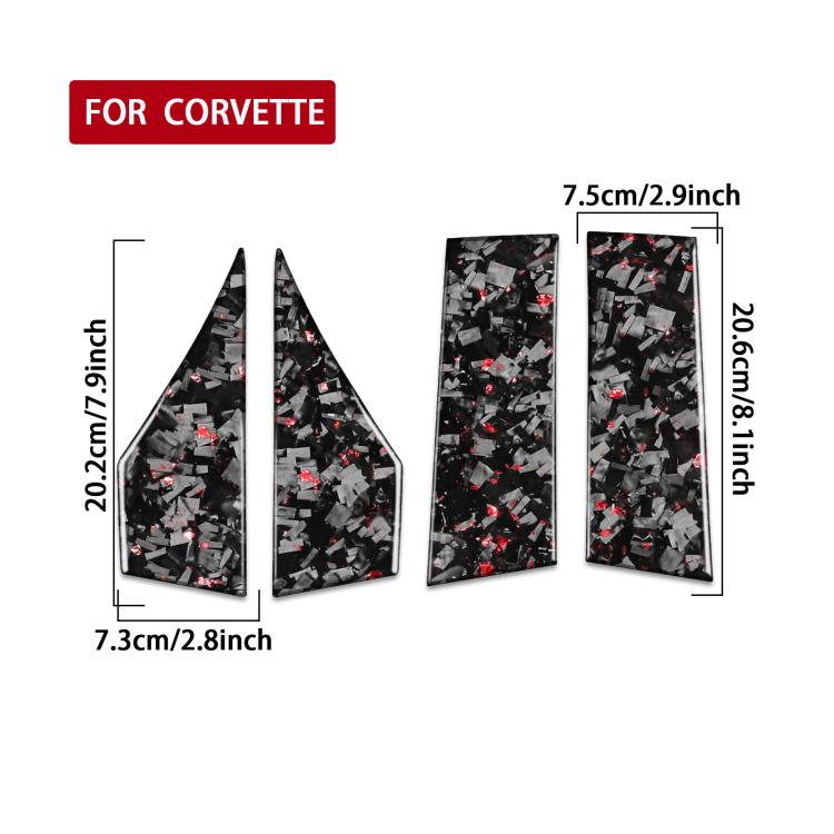 4pcs/Set Forged Gold Foil Carbon Fiber Car Roof Sides Decorative Sticker for Chevrolet Corvette C8 2020-, Left and Right Driver