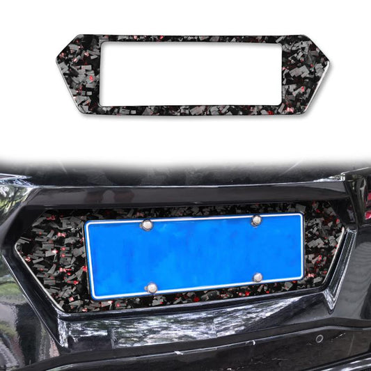Forged Gold Foil Carbon Fiber Car Rear License Plate Frame Decorative Sticker for Chevrolet Corvette C8 2020-, Left and Right Driver