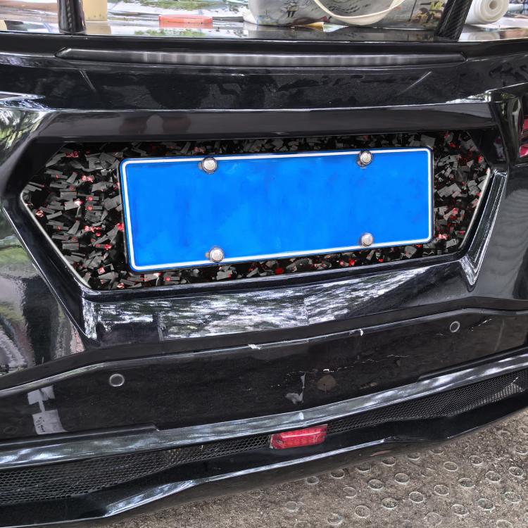 Forged Gold Foil Carbon Fiber Car Rear License Plate Frame Decorative Sticker for Chevrolet Corvette C8 2020-, Left and Right Driver