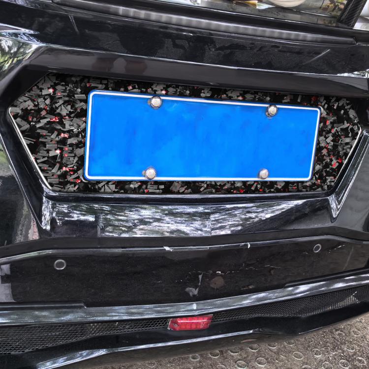 Forged Gold Foil Carbon Fiber Car Rear License Plate Frame Decorative Sticker for Chevrolet Corvette C8 2020-, Left and Right Driver