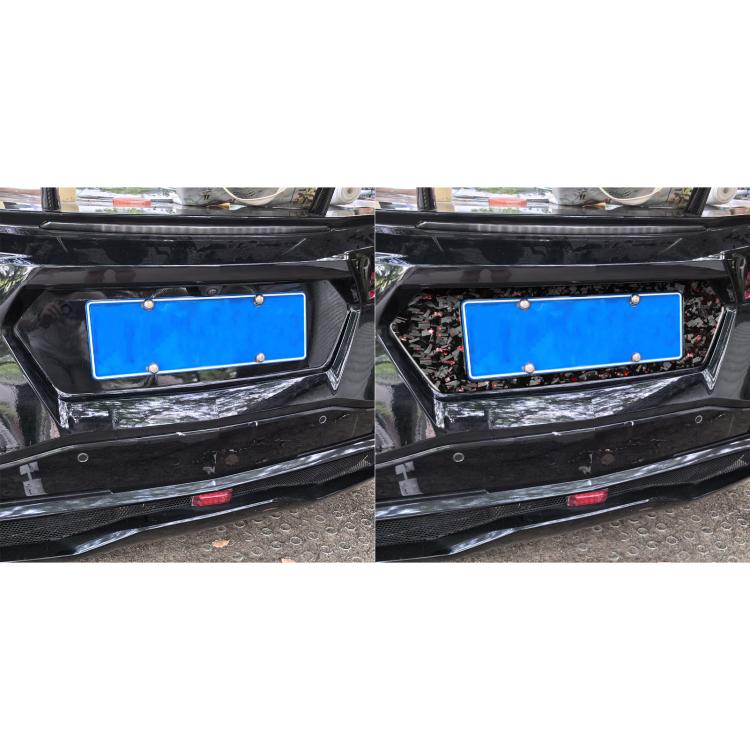 Forged Gold Foil Carbon Fiber Car Rear License Plate Frame Decorative Sticker for Chevrolet Corvette C8 2020-, Left and Right Driver