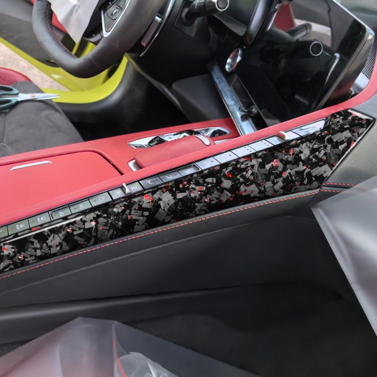 2pcs/Set Forged Gold Foil Carbon Fiber Car Center Console Side Decorative Sticker for Chevrolet Corvette C8 2020-, Left Driver