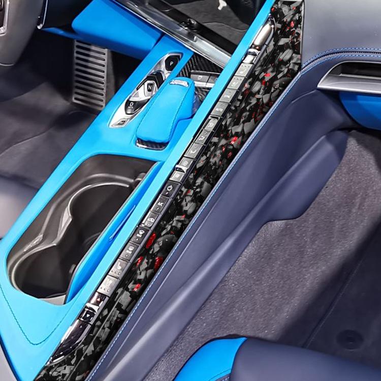 2pcs/Set Forged Gold Foil Carbon Fiber Car Center Console Side Decorative Sticker for Chevrolet Corvette C8 2020-, Left Driver