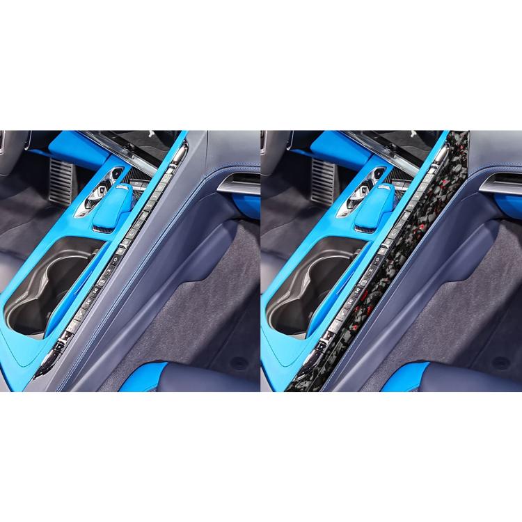 2pcs/Set Forged Gold Foil Carbon Fiber Car Center Console Side Decorative Sticker for Chevrolet Corvette C8 2020-, Left Driver