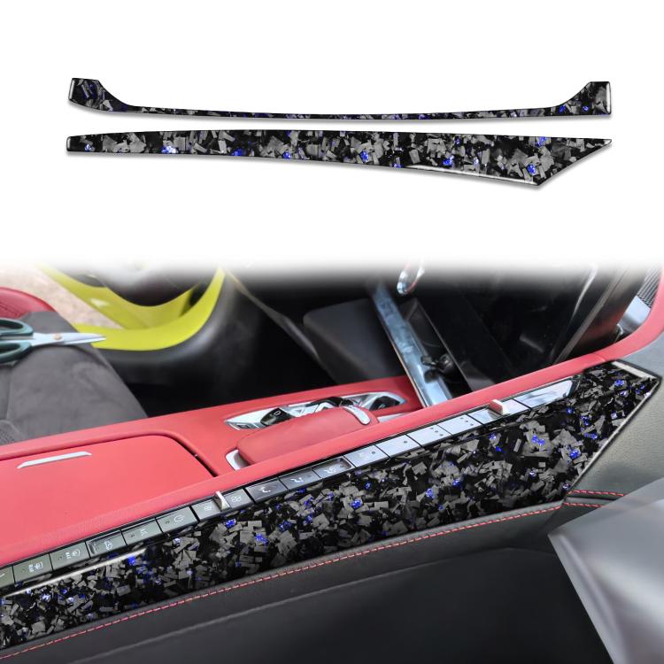 2pcs/Set Forged Gold Foil Carbon Fiber Car Center Console Side Decorative Sticker for Chevrolet Corvette C8 2020-, Left Driver