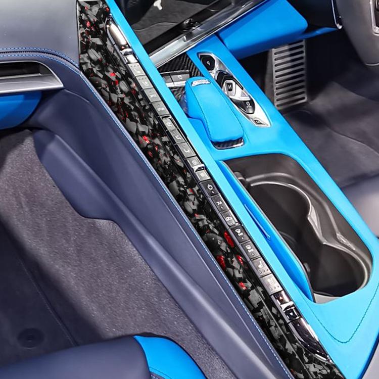 2pcs/Set Forged Gold Foil Carbon Fiber Car Center Console Side Decorative Sticker for Chevrolet Corvette C8 2020-, Right Driver