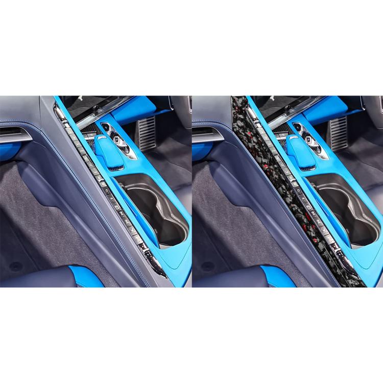 2pcs/Set Forged Gold Foil Carbon Fiber Car Center Console Side Decorative Sticker for Chevrolet Corvette C8 2020-, Right Driver