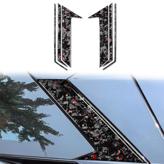 6pcs/Set Forged Gold Foil Carbon Fiber Car Roof Camera Decorative Sticker for Chevrolet Corvette C8 2020-, Left and Right Driver