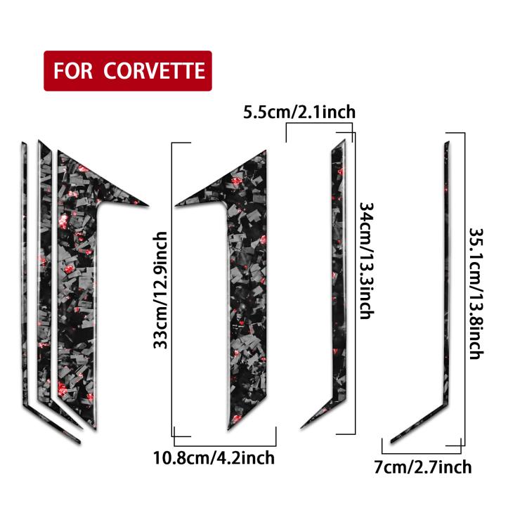 6pcs/Set Forged Gold Foil Carbon Fiber Car Roof Camera Decorative Sticker for Chevrolet Corvette C8 2020-, Left and Right Driver