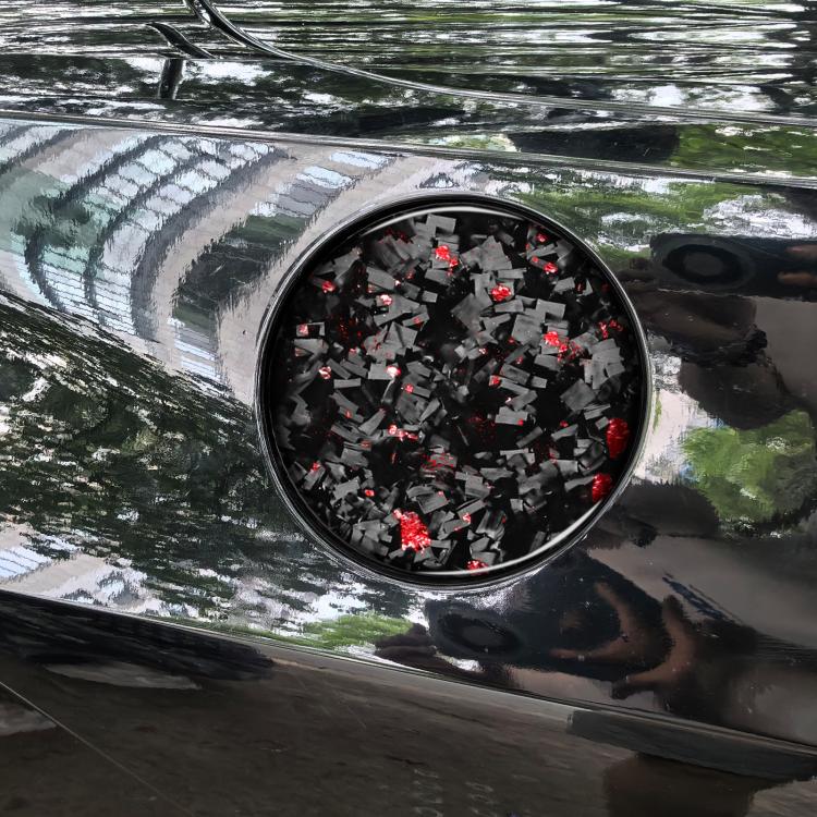 Forged Gold Foil Carbon Fiber Car Fuel Tank Cap Decorative Sticker for Chevrolet Corvette C8 2020-, Left and Right Driver