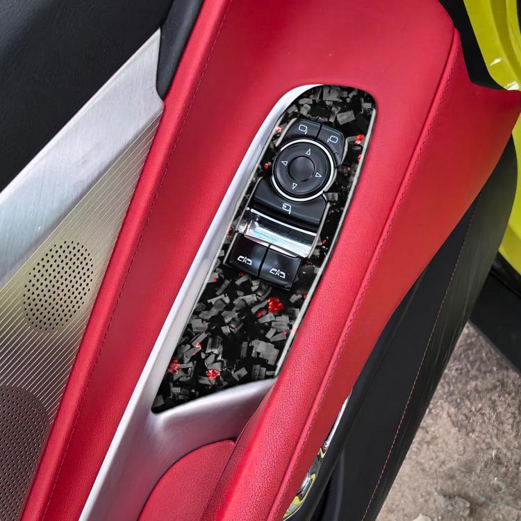 2pcs/Set Forged Gold Foil Carbon Fiber Car Window Lift Decorative Sticker for Chevrolet Corvette C8 2020-, Left Driver