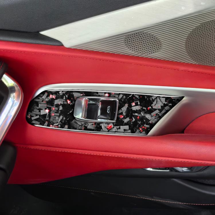 2pcs/Set Forged Gold Foil Carbon Fiber Car Window Lift Decorative Sticker for Chevrolet Corvette C8 2020-, Left Driver