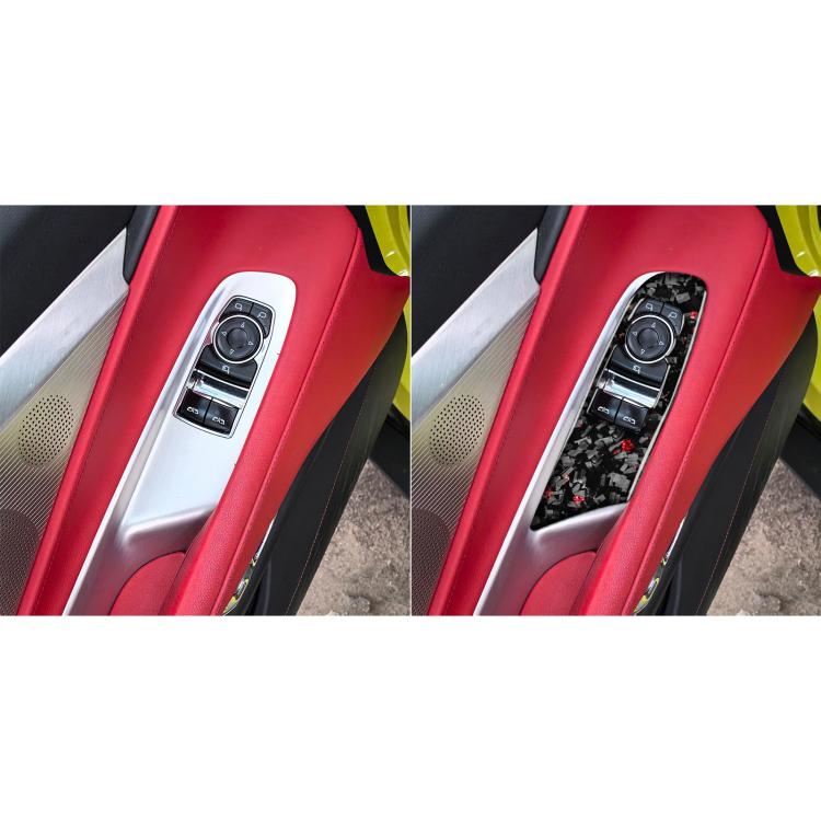2pcs/Set Forged Gold Foil Carbon Fiber Car Window Lift Decorative Sticker for Chevrolet Corvette C8 2020-, Left Driver
