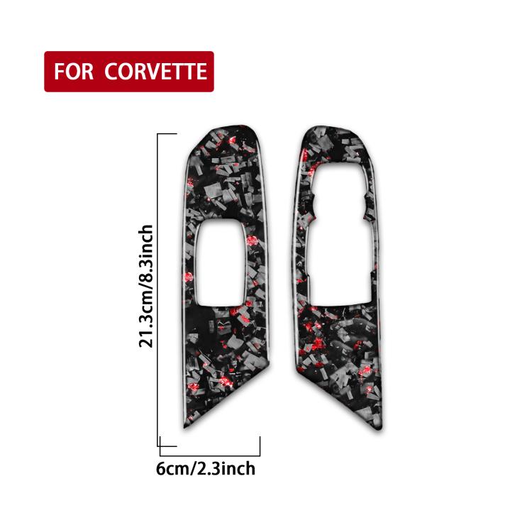 2pcs/Set Forged Gold Foil Carbon Fiber Car Window Lift Decorative Sticker for Chevrolet Corvette C8 2020-, Right Driver