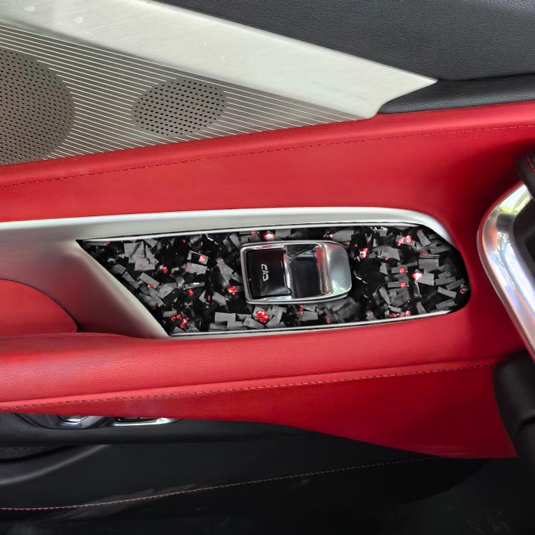 2pcs/Set Forged Gold Foil Carbon Fiber Car Window Lift Decorative Sticker for Chevrolet Corvette C8 2020-, Right Driver