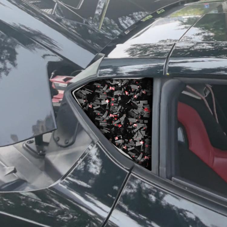 2pcs/Set Forged Gold Foil Carbon Fiber Car Rear Triangle Window Decorative Sticker for Chevrolet Corvette C8 2020-, Left and Right Driver