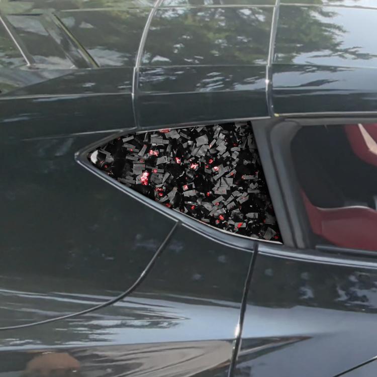 2pcs/Set Forged Gold Foil Carbon Fiber Car Rear Triangle Window Decorative Sticker for Chevrolet Corvette C8 2020-, Left and Right Driver