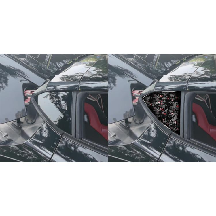 2pcs/Set Forged Gold Foil Carbon Fiber Car Rear Triangle Window Decorative Sticker for Chevrolet Corvette C8 2020-, Left and Right Driver