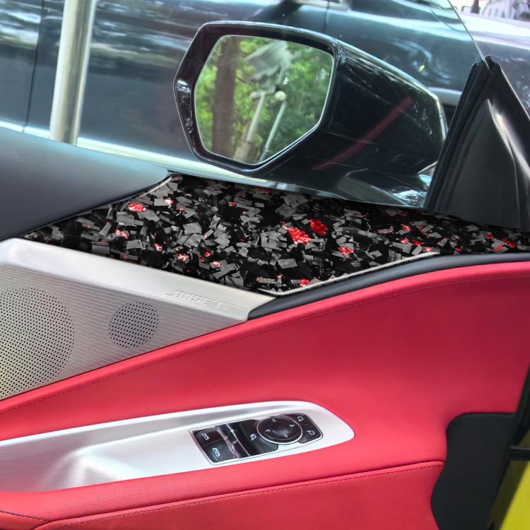 2pcs/Set Forged Gold Foil Carbon Fiber Car Door Panel Decorative Sticker for Chevrolet Corvette C8 2020-, Left and Right Driver