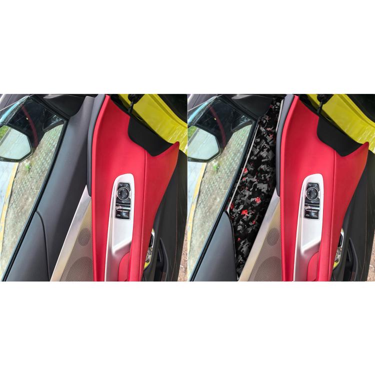 2pcs/Set Forged Gold Foil Carbon Fiber Car Door Panel Decorative Sticker for Chevrolet Corvette C8 2020-, Left and Right Driver