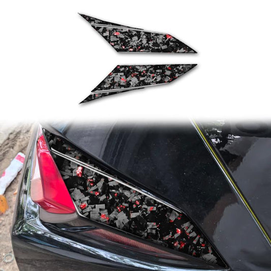 4pcs/Set Forged Gold Foil Carbon Fiber Car Taillight Sides Decorative Sticker for Chevrolet Corvette C8 2020-, Left and Right Driver