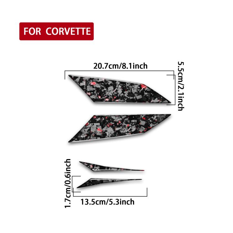 4pcs/Set Forged Gold Foil Carbon Fiber Car Taillight Sides Decorative Sticker for Chevrolet Corvette C8 2020-, Left and Right Driver