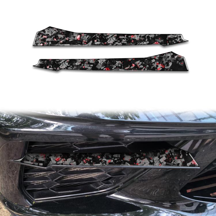 2pcs/Set Forged Gold Foil Carbon Fiber Car Front Sides Air Vents Decorative Sticker for Chevrolet Corvette C8 2020-, Left and Right Driver