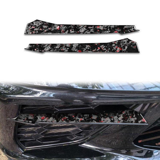 2pcs/Set Forged Gold Foil Carbon Fiber Car Front Sides Air Vents Decorative Sticker for Chevrolet Corvette C8 2020-, Left and Right Driver, Front Sides Air Vents