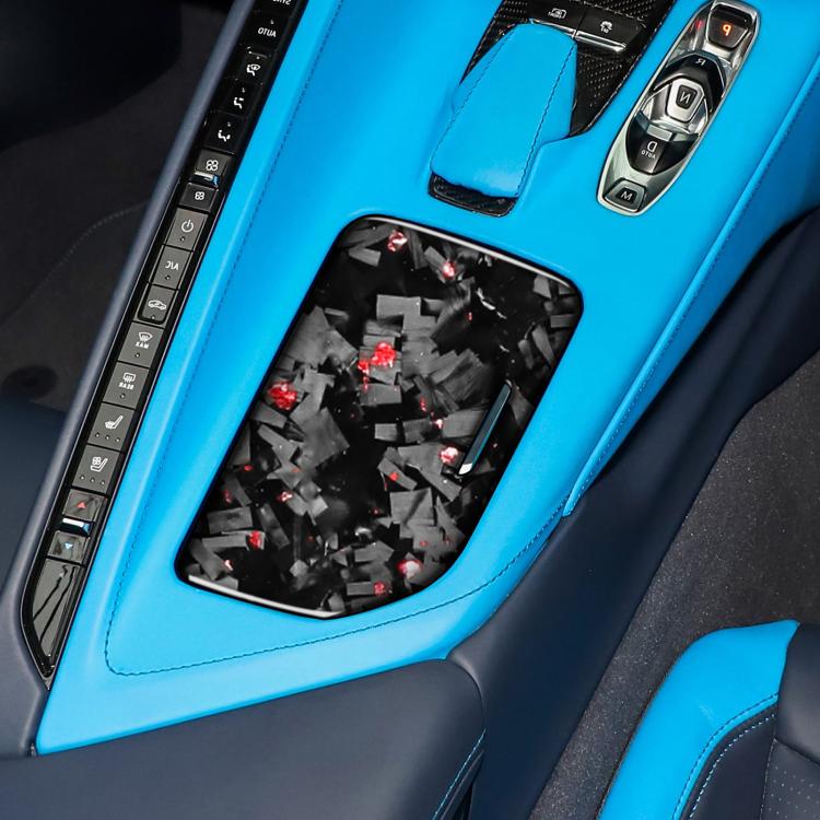 Forged Gold Foil Carbon Fiber Car Central Control Cup Cover Decorative Sticker for Chevrolet Corvette C8 2020-, Right Driver