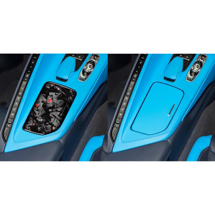 Forged Gold Foil Carbon Fiber Car Central Control Cup Cover Decorative Sticker for Chevrolet Corvette C8 2020-, Right Driver