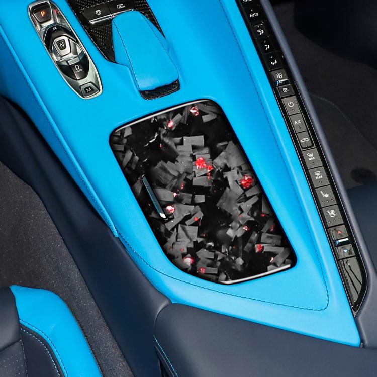 Forged Gold Foil Carbon Fiber Car Central Control Cup Cover Decorative Sticker for Chevrolet Corvette C8 2020-, Left Driver