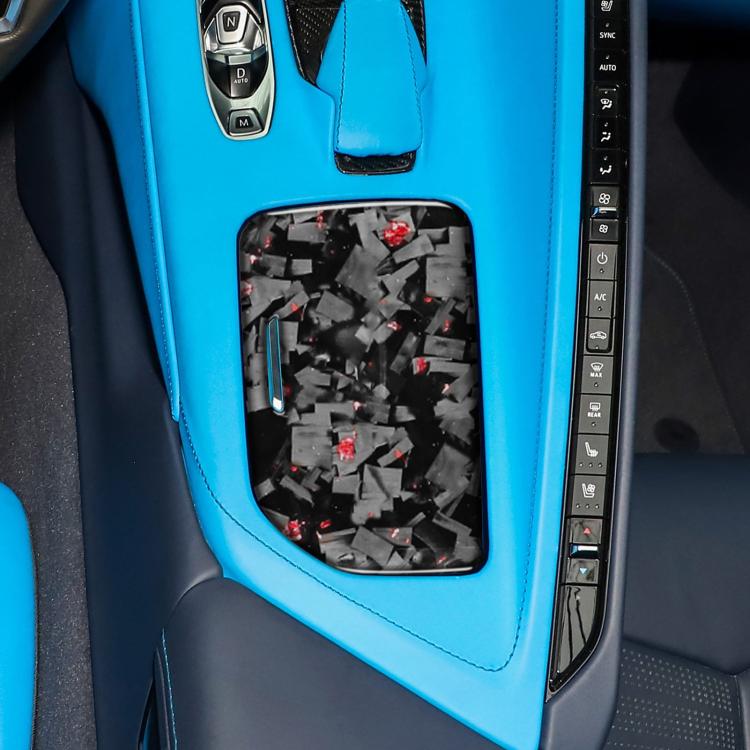 Forged Gold Foil Carbon Fiber Car Central Control Cup Cover Decorative Sticker for Chevrolet Corvette C8 2020-, Left Driver