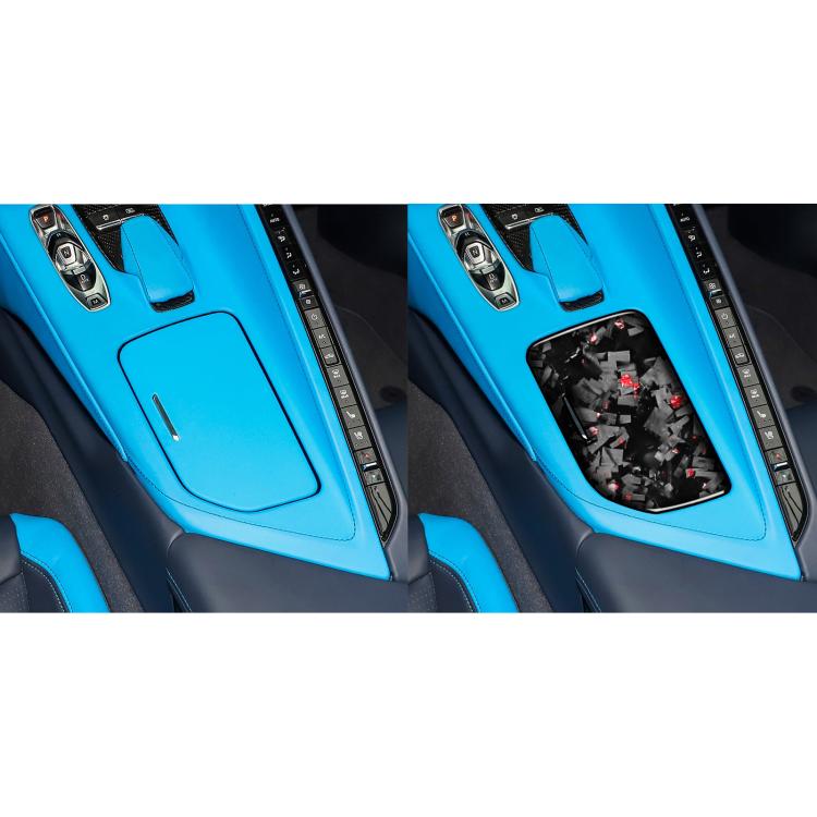 Forged Gold Foil Carbon Fiber Car Central Control Cup Cover Decorative Sticker for Chevrolet Corvette C8 2020-, Left Driver