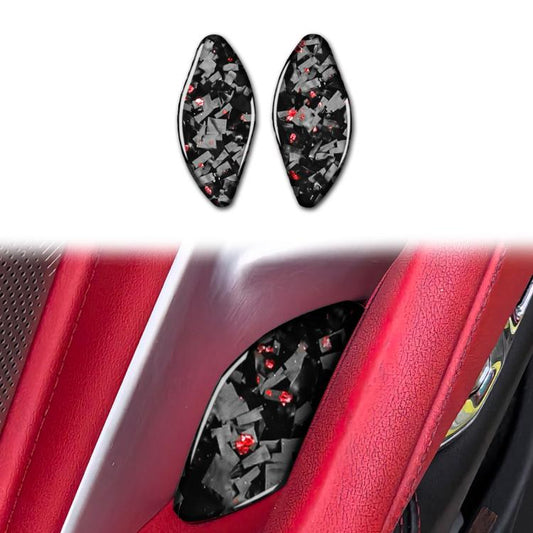2pcs/Set Forged Gold Foil Carbon Fiber Car Inside Door Bowl Decorative Sticker for Chevrolet Corvette C8 2020-, Left and Right Driver