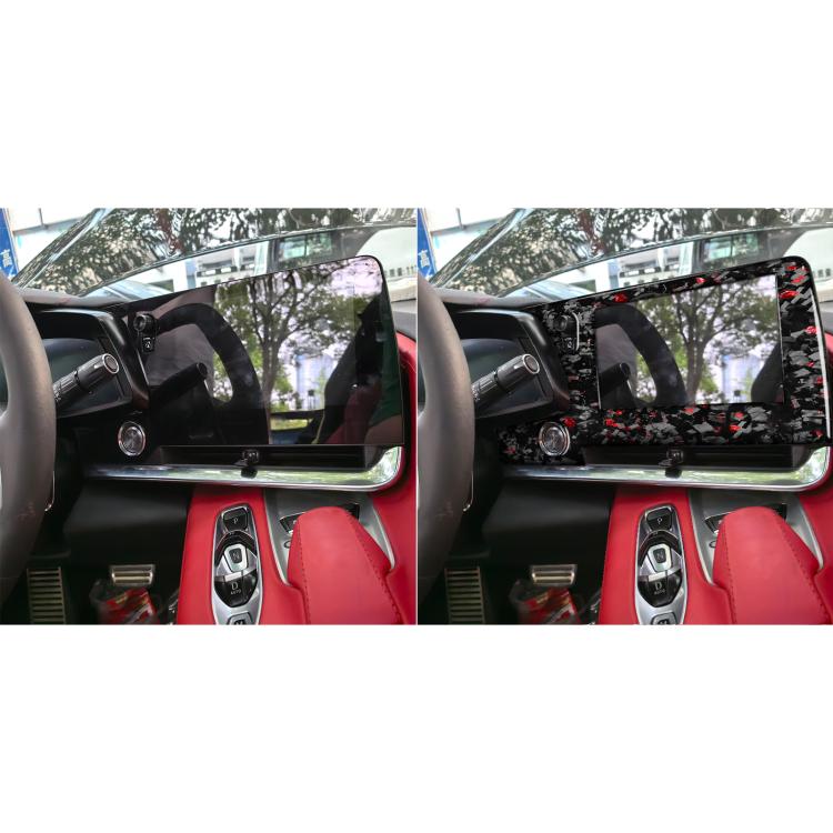 Forged Gold Foil Carbon Fiber Car Central Control Screen Frame Decorative Sticker for Chevrolet Corvette C8 2020-, Left Driver